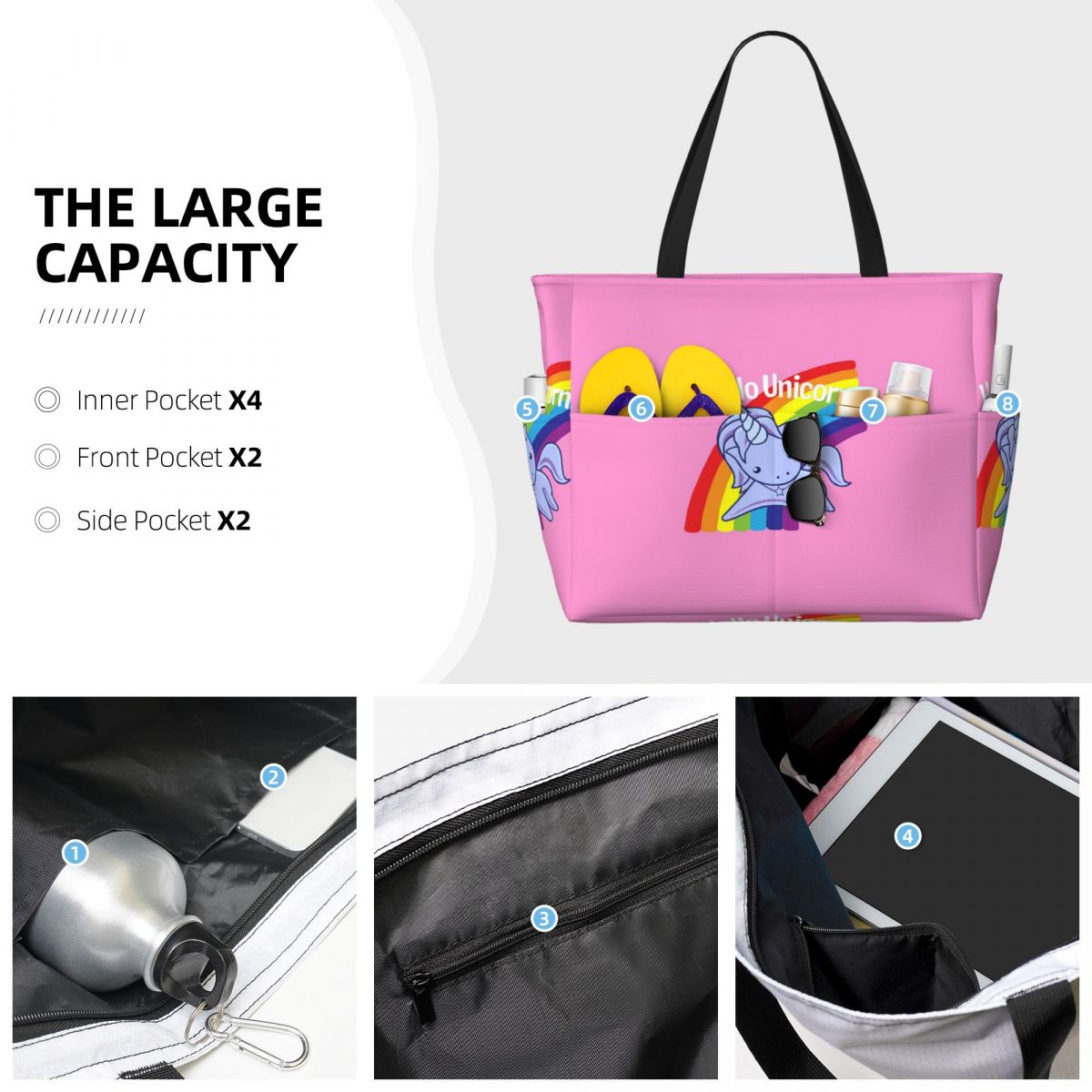 Hello Unicorn Beach Tote Bag S – обзор и цена Yoga Fitness Tote