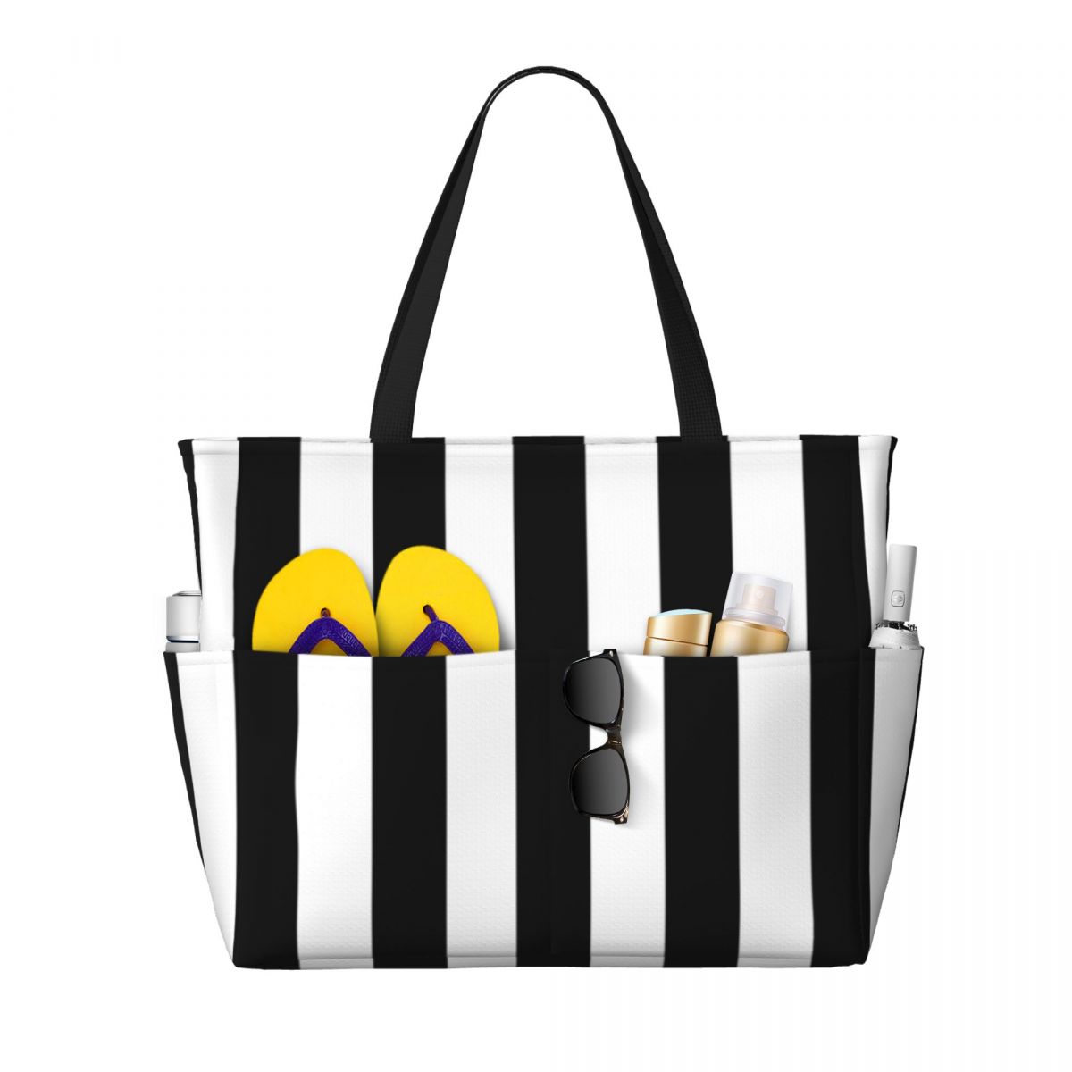 Black White Stripe Beach Tote  – обзор и цена Yoga Fitness Tote