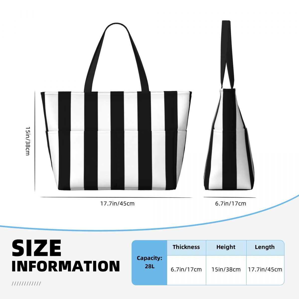 Black White Stripe Beach Tote  – обзор и цена Yoga Fitness Tote