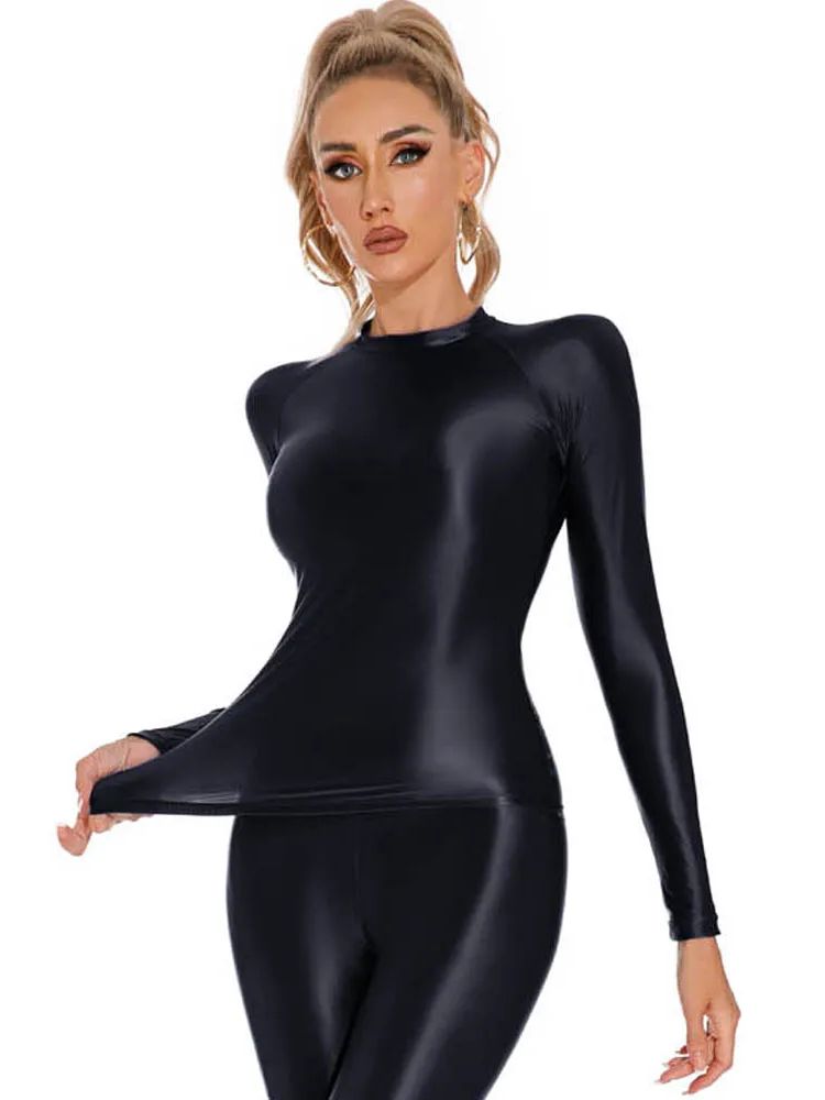 Glossy Shiny Elasitc Long Slee – обзор и цена Yoga Fitness Fit Club